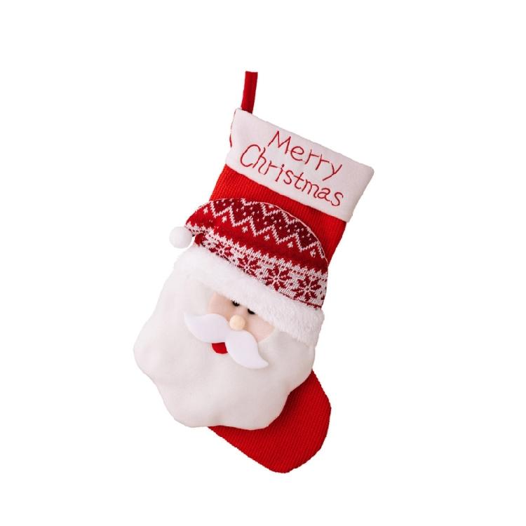 Christmas Theme Stocking Knitted Present Bag for Kids Santa/Snowman/Elk Christmas Socks Festival Mantels Accessory