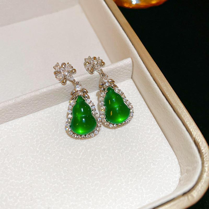 Franse Hofstijl Zilveren Naald Zirkonia Rechthoekige Oorbellen Exquise Lichte Luxe High-end Stud Oorbellen Overdreven Oorbellen Vrouwen