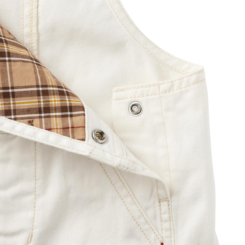 Plain White [MIKI HOUSE] Overalls, 3/4 Length, Logo, Overalls, Pants, Denim, Boys, Girls, Babies, Kids, Children's Clothes, 10-3334-572, 100cm,