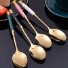 24pcs Stainless Steel Long Ceramic Tableware Set Steak Knife Fork Spoon Dessert Spoon Western Restaurant Hotel Tableware Set