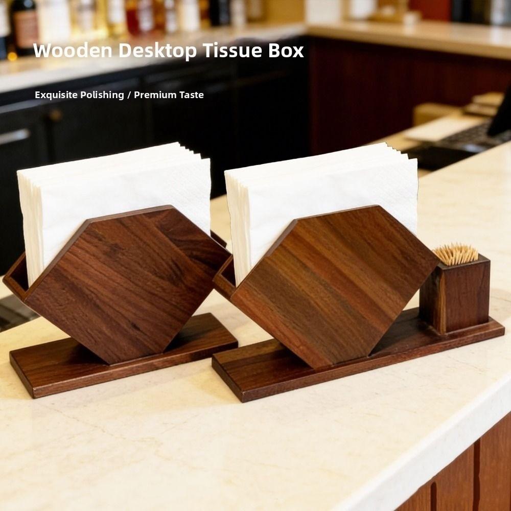 Wooden Napkin Holders No-slip Freestanding Vertical Napkin Dispenser Multi-purpose Stable Desktop Paper Organizer Kitchen