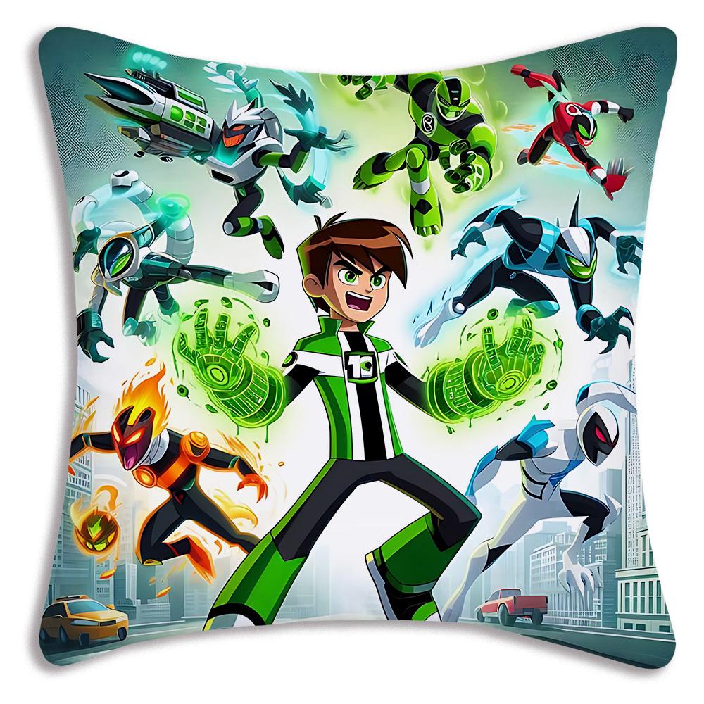 Anime B-Ben 10 Kissenbezüge Cartoon Sofa Dekoratives Zuhause Doppelseitiger Druck Kurzer Plüsch Niedlicher Kissenbezug