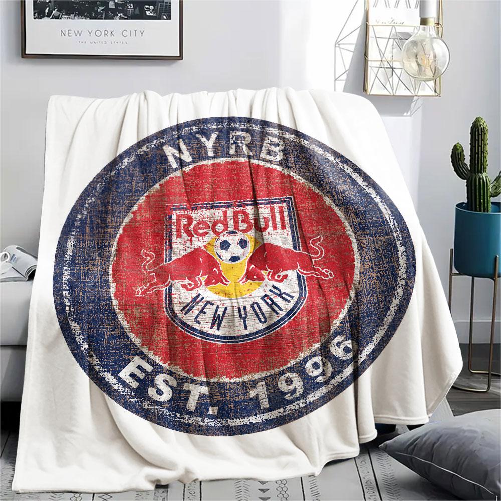 New York Red Bulls bedruckte Flanelldecke, weicher Überwurf für Schlafzimmer Sofa, waschbar, Fußballfan-Artikel, tolles Geschenk.