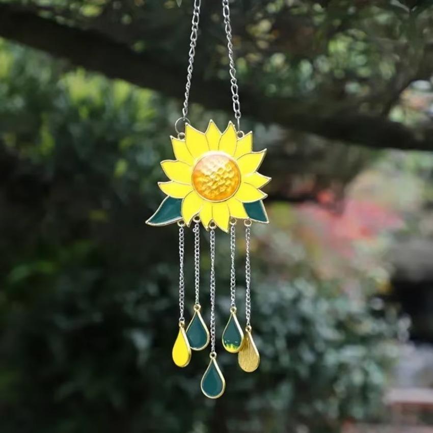 1 Pz Decorazione Ornamento Giardino Cortile Esterno Girasole Barca Campanelli Eolici Pendente Metallo Campanelli Eolici da Finestra Ornamenti Appesi Casa