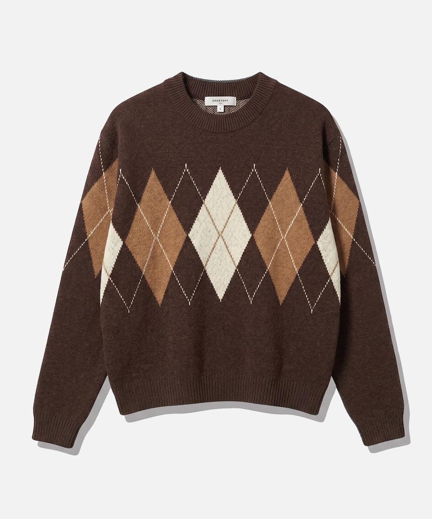 UNDEROFF Argyle Crop Knit Brown