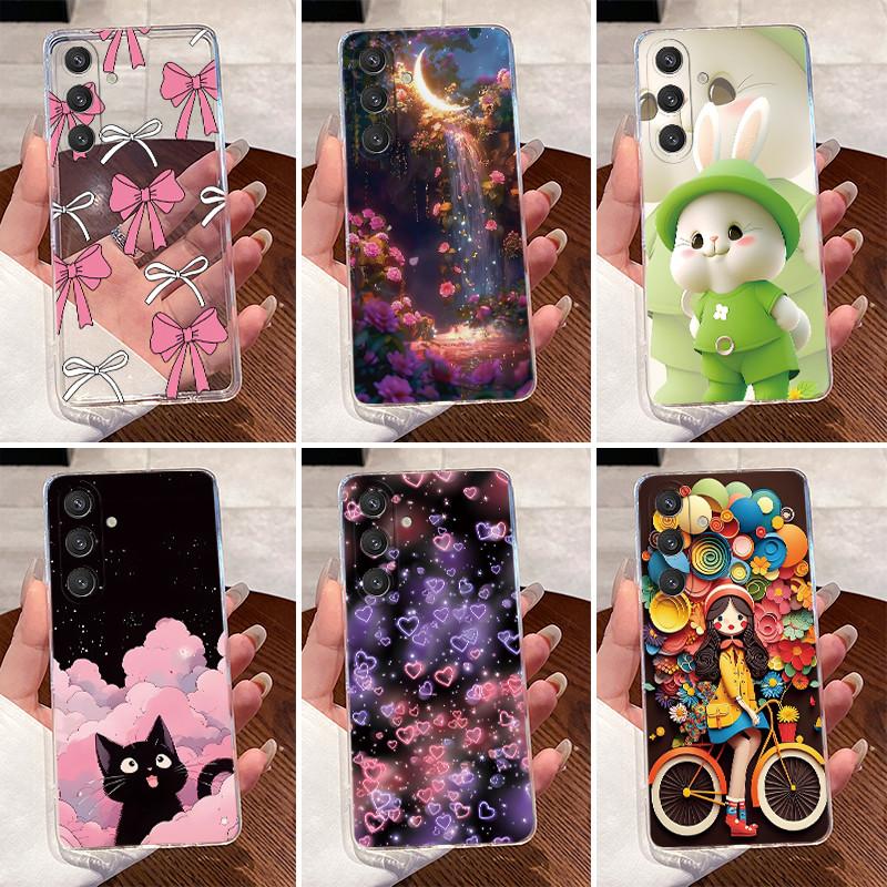 Phone Case For Samsung Galaxy S24 Plus S 24 Ultra 5G Luxury Cute Love Rabbit Funny Clear Silicone Protective Soft TPU Back Cover