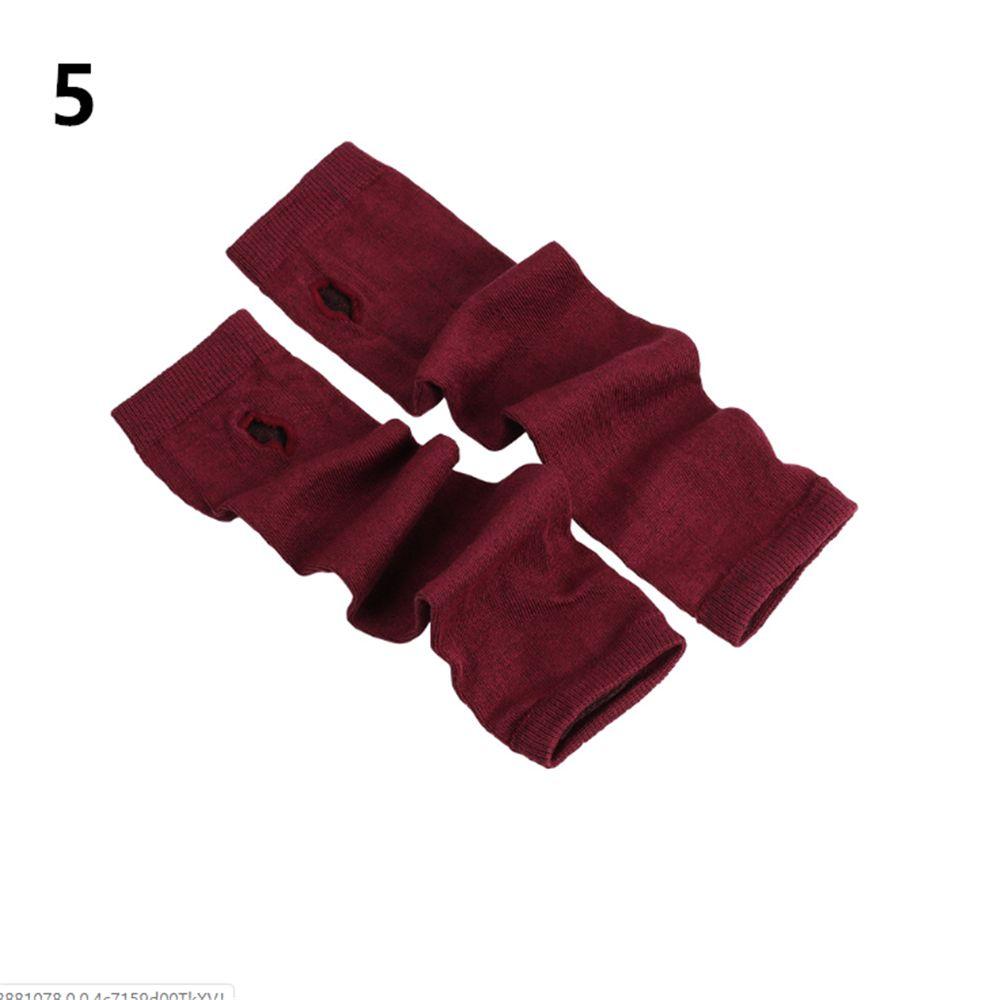 Soft Striped Arm Cover Long Sleeve Knitted Gloves Wristband Fingerless Long Glove Elbow Mitten
