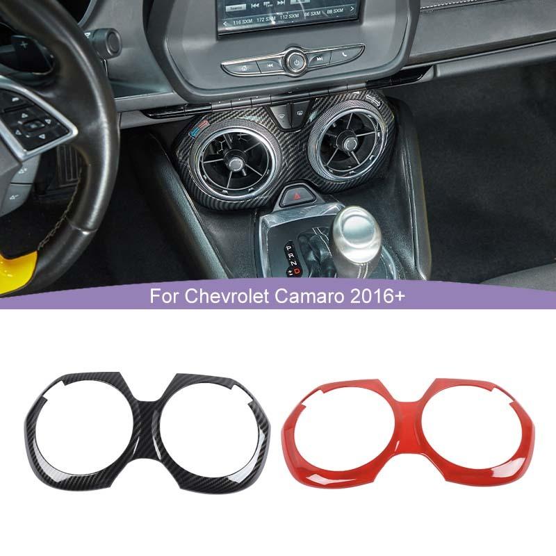 Autocollant de protection de panneau décoratif de climatisation de commande centrale de voiture pour Chevy Camaro 2016 Up accessoires de voiture ABS, jaune