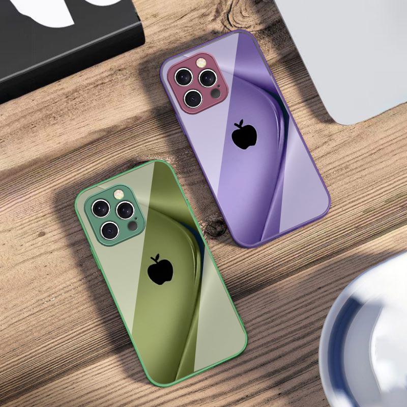 Einfacher violetter Farbverlauf für iPhone 16 E 15 14 13 Plus 12 mini 11 Pro Max XR Xs Max 16E X 7 8 6 6S 22 Gehärtetes Glas Handyhülle