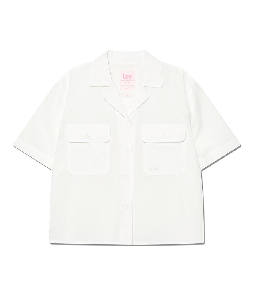 LEE Women Seersucker Two-Pocket Short Sleeve Shirt White