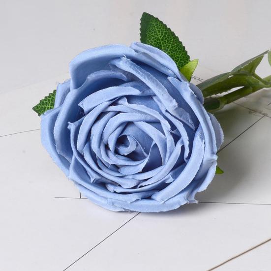 Artificial Rose Flower Big Bloom Fake Silk Rose Flower Realistic Faux Long Stem Rose Bouquet with Leaves for Home Kitchen Party Wedding