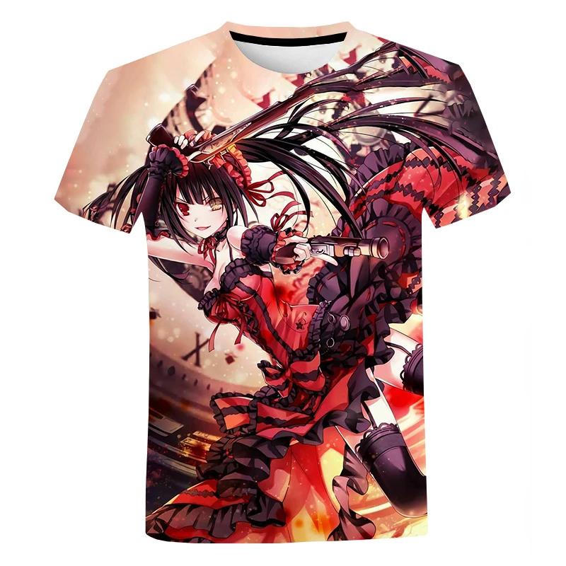 Date a Live Anime T-Shirts Sexy Girls 3D Print O-neck Streetwear Women Overszied T Shirt Harajuku Tees Tops Women Clothing