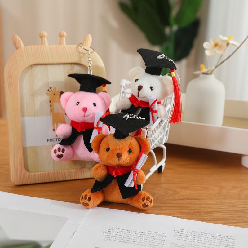 12cm Doctor Bear Plush Toy - Graduation Stuffed Animal Featuring Hat and Gown Adorable Instructive Present Designed for Students Children Graduation