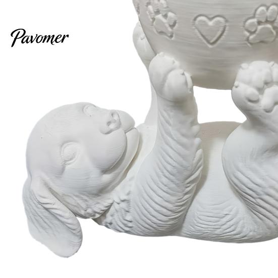 DIY Painting Craft Gift 3D Printed Lying Puppy Flower Pot, Cute Dog Succulents Planter with Creative Desktop Holder Removable Bowl, Mini Plant
