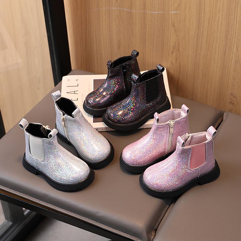 Girls Boots New Autumn Winter Fashion Ankle Boots British Style Children Casual Shoes Sequin Trendy Baby Short Boots