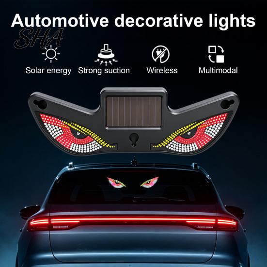 Dynamic Lighting Modes For Cars Solar Demon Eyes Car LED Light, USB Wireless Animated Eye Warning Lights for Windshield Breathing Interior And