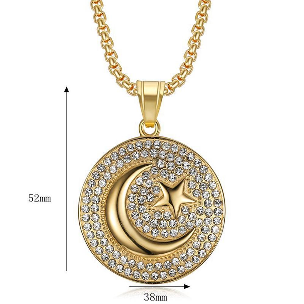 Muslim Crescent Moon and Star Islam Necklace Unisex Amulet Islamic Jewelry Friend Gift