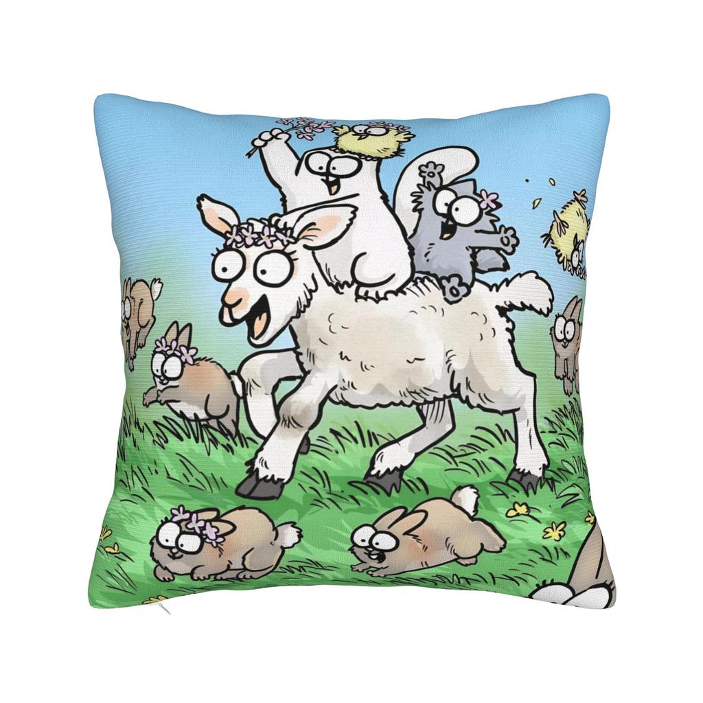 Humorous Cartoon Cat SSimon Cat Square Pillow Cases Cushion Cover Novelty Zipper Decorative Pillowcase for Home