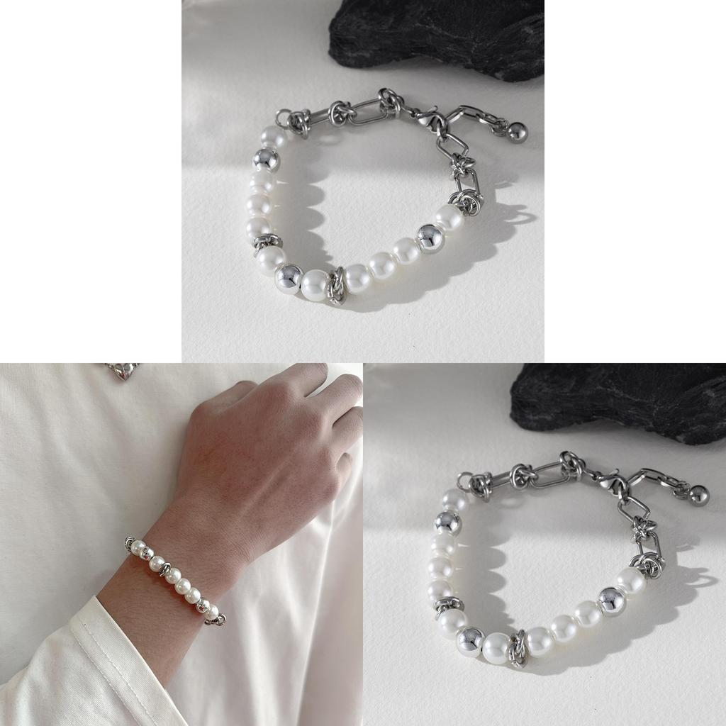 Minimalist Stainless Steel Pearlstyle Bracelet For Women And Men Gift Ideas