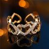 Cute Female Love Heart Open Gold Color Wedding Rings Promise Adjustable Engagement Jewelry For Women