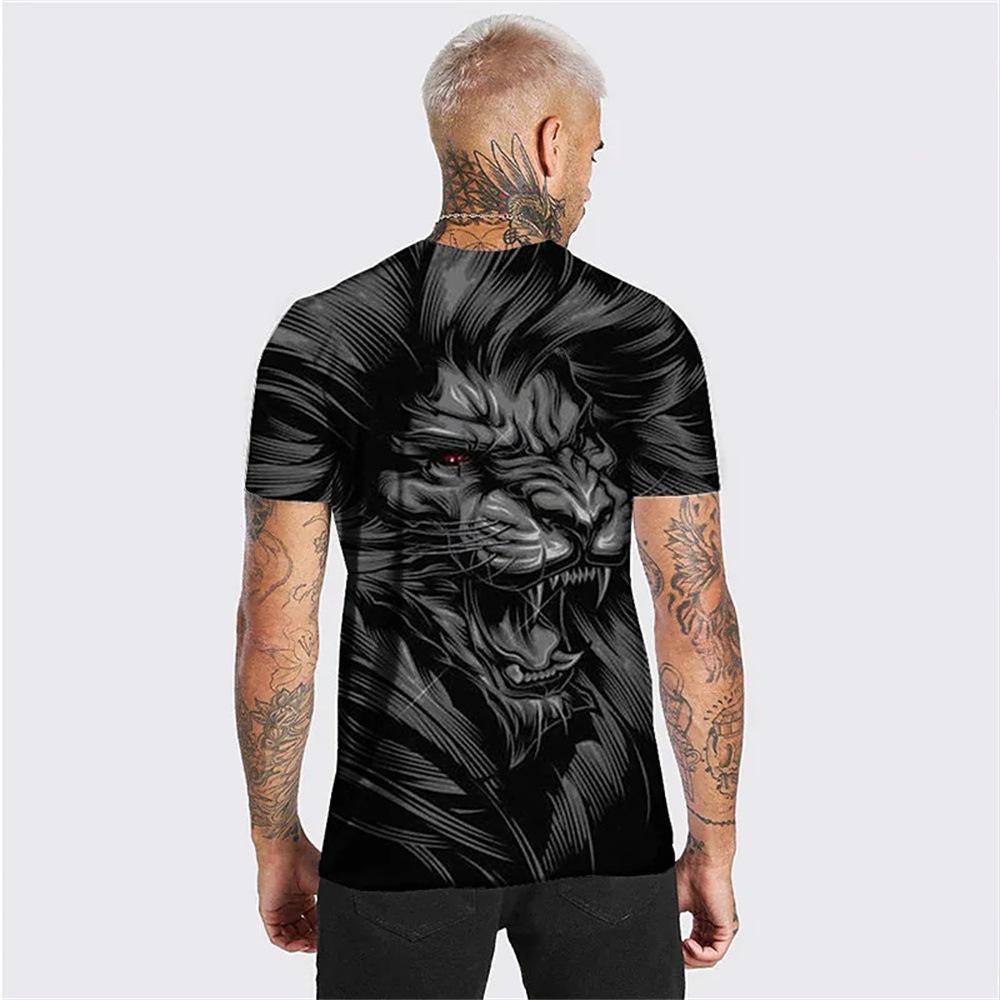 Men'S Casual Trend Men'S Short Sleeve Crew Neck Animal Digital Printed T-Shirt