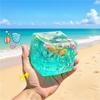 Ice Cube Cube Ocean Squishy Sensory Toys With Real Sea Shells Squishy Fidget Toy For Kids & Adults Non-Toxic Squeeze Toy
