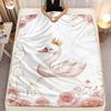 Swan with Crown Roses Fleece Blanket Elegant Royal Design Soft Flannel Throw Cover Wedding Gift for Women Princess Theme Decorl