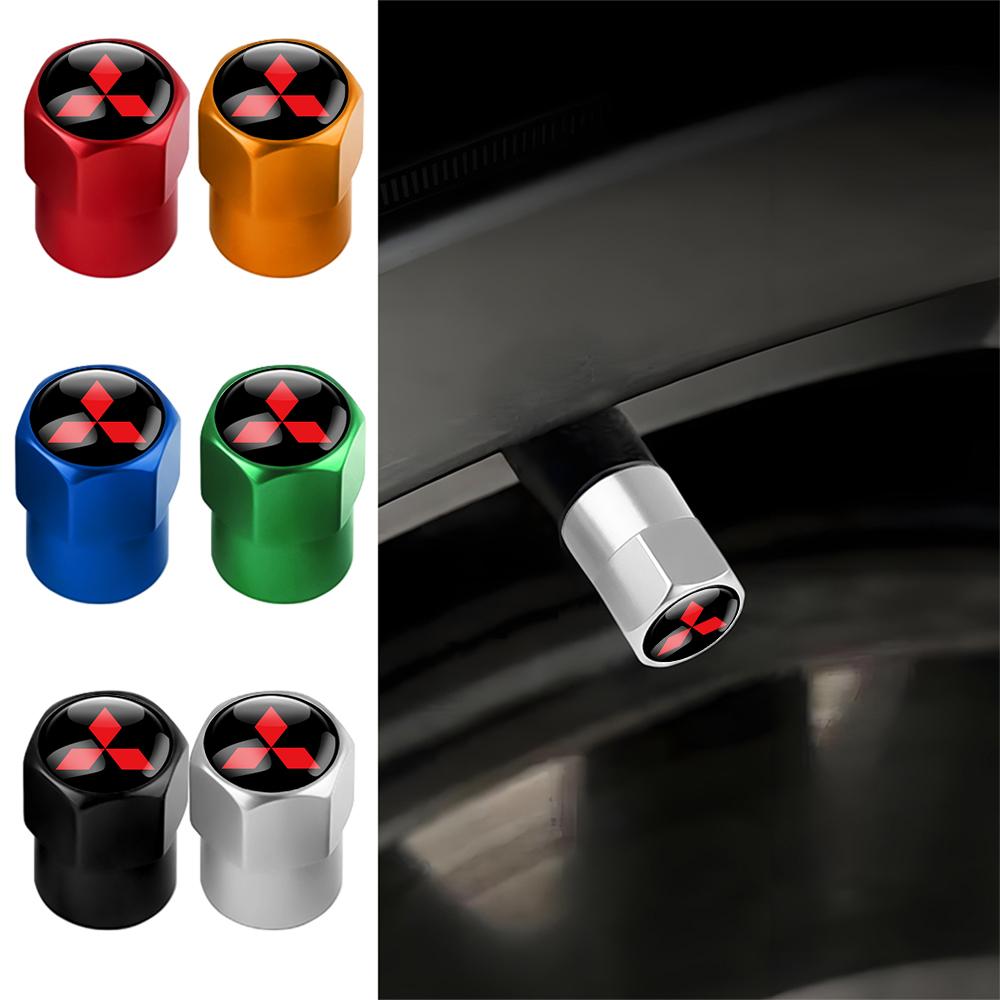 4Pcs Metal Alloy Wheel Tire Valve Caps Accessories For Mitsubishi 9 Ralliart X EX ASX L200 Colt Outlander Pajero Lancer Eclipse MK3