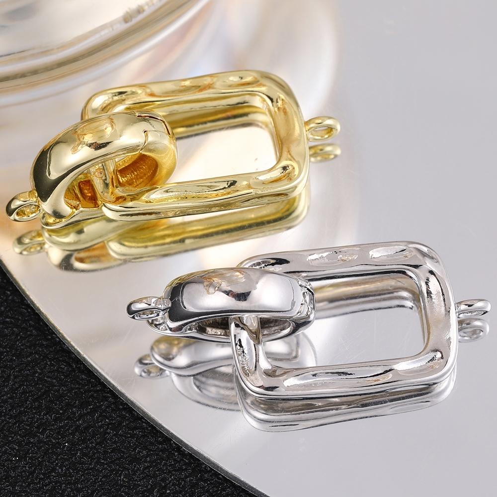 Juya Handmade Gold Silver Plated Fastener Bail Connector Clasps Accessories For Needlework Pearls Beads Jewelry Making