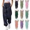 Women's Casual Fashion Solid Color Casual Pants, Sanitary Pants, Drawstring Elastic Waist And Leggings