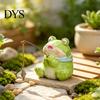 Modern Desktop Plant Holder Leisure Fishing Frog/Cat/Panda/Bear Statue Ornaments, Clear Mini Vases Miniature Cute Animal Ornaments Figurines