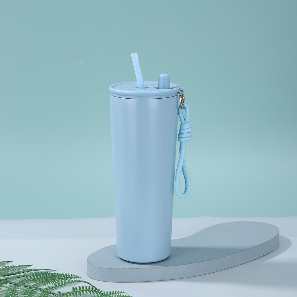 Water bottle101 stainless steel rope coffee cup large capacity vacuum thermos cup outdoor portable car straw cup