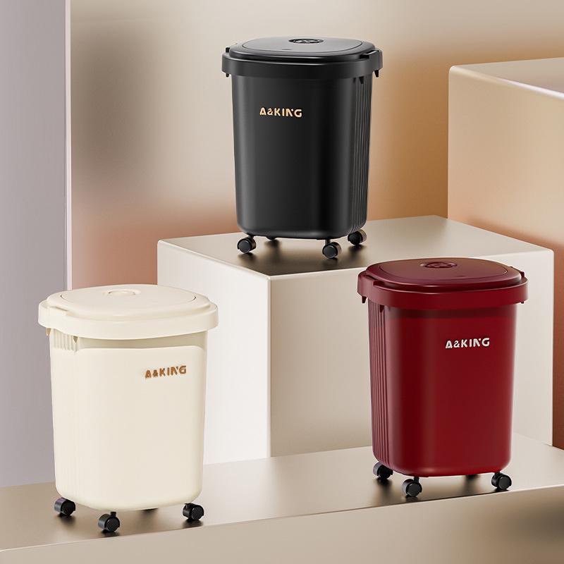 Premium Wheeled Square Trash Can with Lid - Large Capacity for Home Use In Living Room, Bedroom, Kitchen, and More