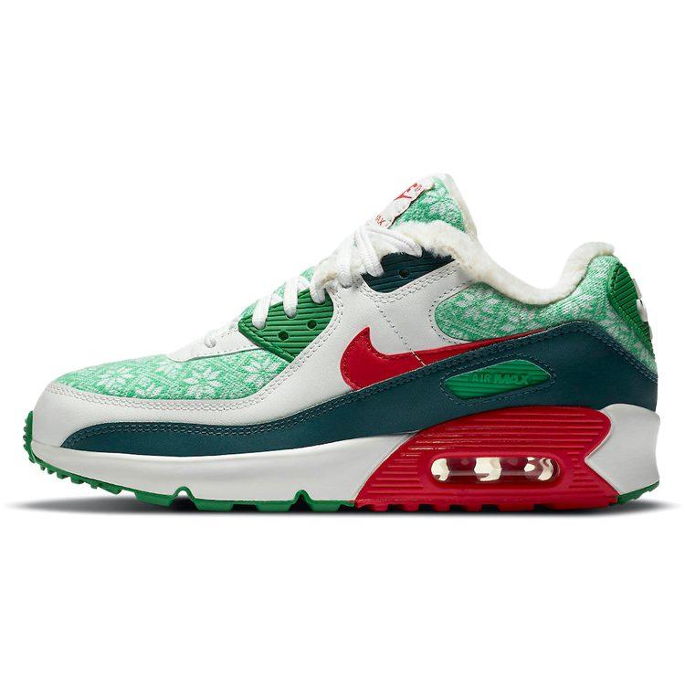 Nike Air Max 90 Dempende Slijtvaste Ademende Lage Top Hardloopschoenen Dames Groen Wit Rood DC1621-100