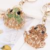 Golden Toad Keychain: Chinese Style Money-Swallowing Beast Rhinestone Pendant