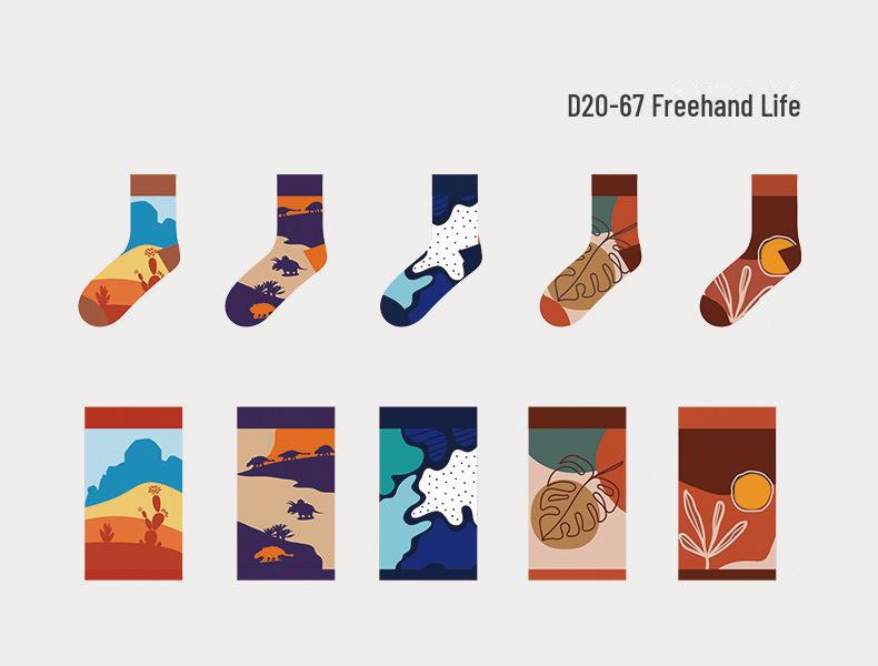 Trendy Mid-Tube Cartoon Bunte Herbst/Winter Sport Baumwollsocken für Herren und Damen