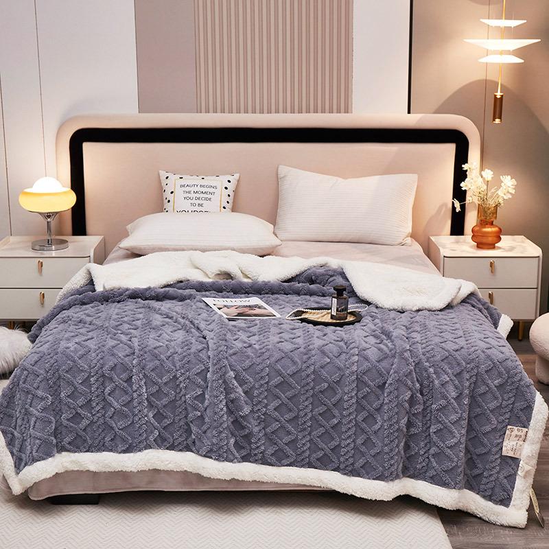 Thick Winter Blanket Throw Soft Warm Wool Blankets for Beds Plaid Taff Cashmere Lamb Thermal Quilt Bedspread