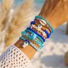 Bohemian Multilayer Pearl Beaded Bracelet Set for Women Summer Ocean Beach Starfish Shell Charm Elastic Bangles Holiday Jewelry