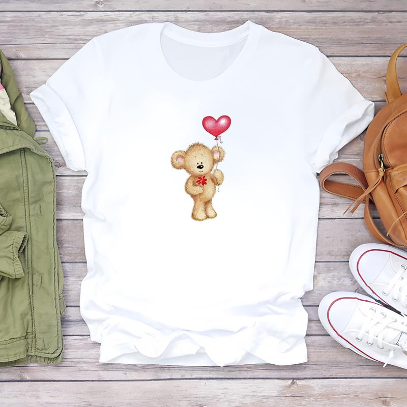 Fashionable Short-sleeve T-shirt, Cute Pattern, Perfect for Women's Summer.