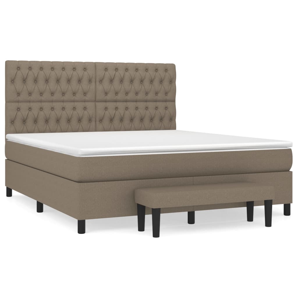 Vidaxl Letto Continentale Con Materasso, Taupe, Tessuto, 180X200 Cm