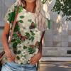 T-shirt d'été à manches courtes pour femme, imprimé floral, style rétro, décontracté