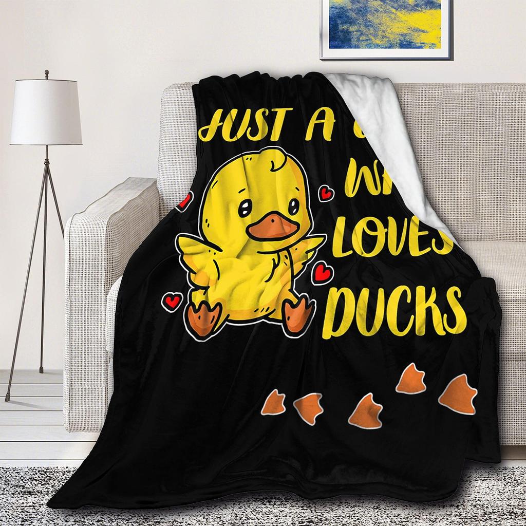 Cute Duck Fleece Blanket Soft Cozy Throw for Couch Bed Unisex for Kids Adults Size X Inches