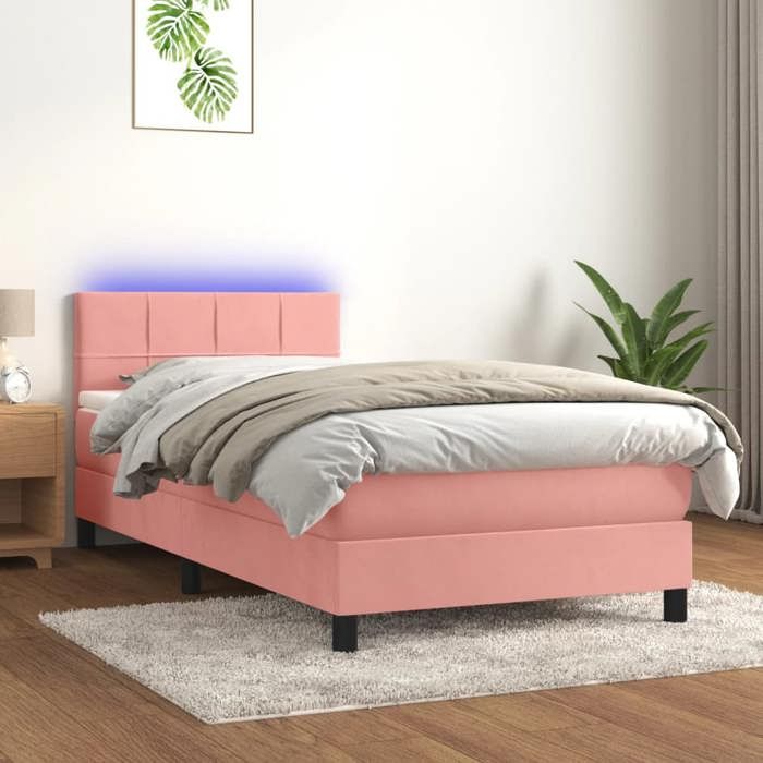 Maison Exclusive - Sommier à lattes de lit avec matelas et LED Rose 90x200 cm