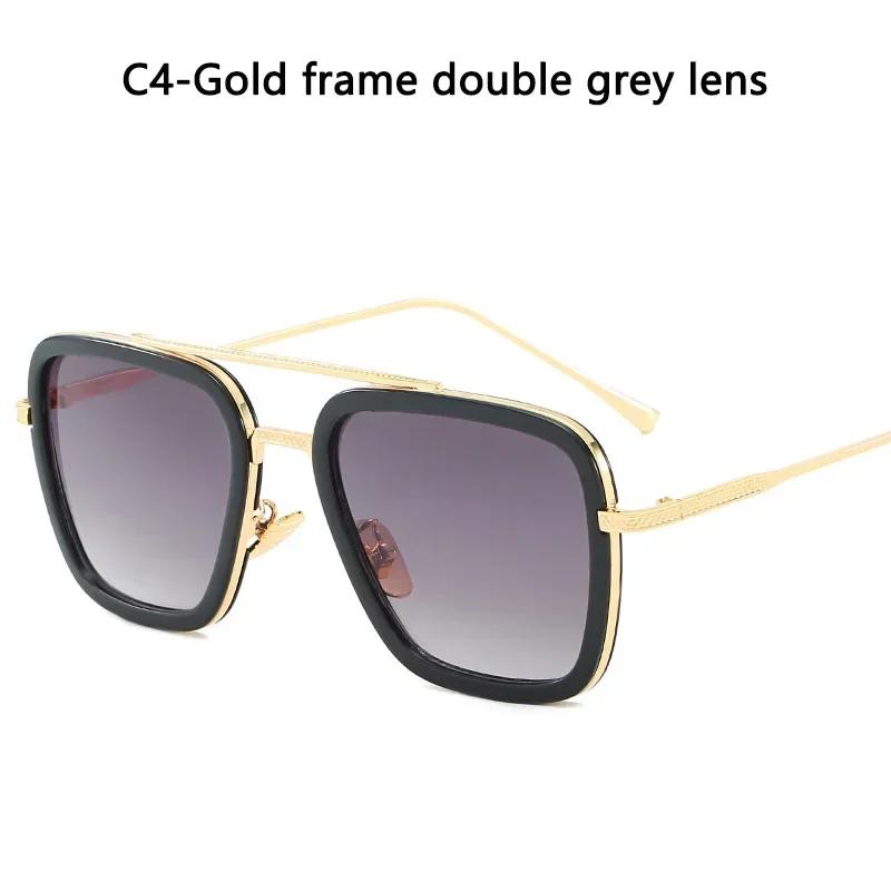 Steam Punk Tony Stark Sunglasses Men Women Fashion Square Driving Glasses Unisex Metal Frame Trendy Shades Sun Glasses