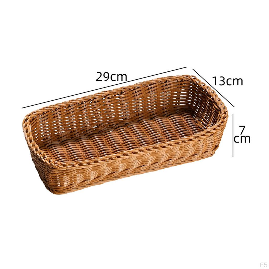 Örgülü Çatal Sepeti Yemek Çubukları Çatal Depolama Tepsisi Taklit Rattan Servis