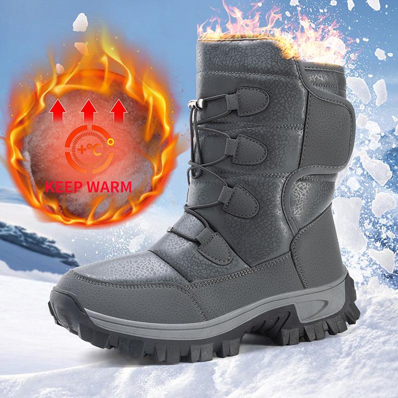 Klassische Mode Outdoor rutschfeste warme Schneeschuhe Herren Winter Schneestiefel mit Futter, High-Top Herrenschuhe, große Größe Stiefel,