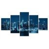5 Stück New York City Night Skyline Sky 5 Stück Bilder Wand HD-Druck Home Decor 5 Panel Room Decor Leinwand Gemälde Poster