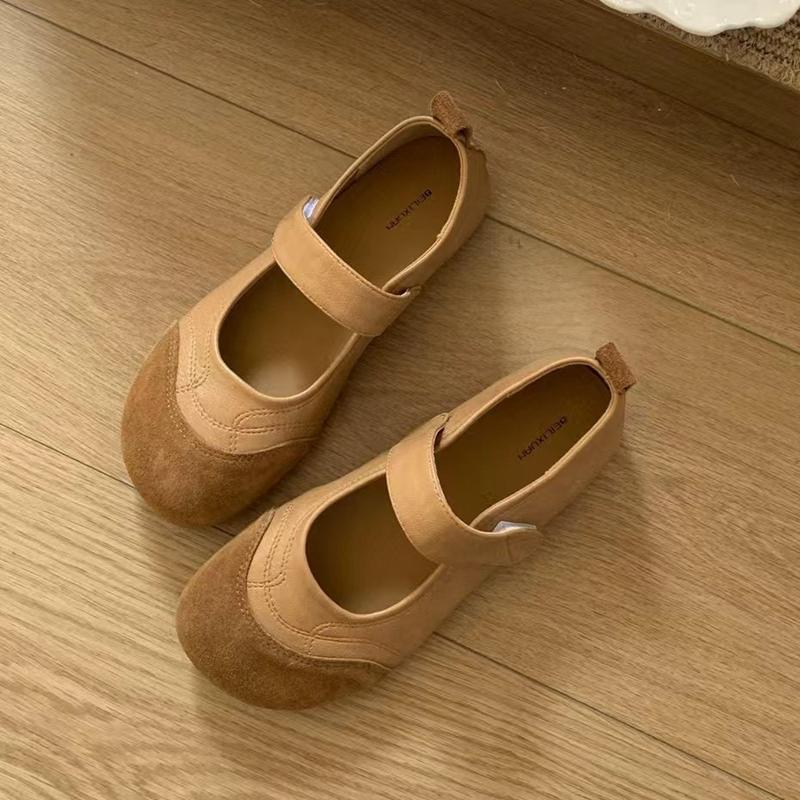 Madingi SUOJIALUN 2025 Naujas Prekės ženklas Moteriški Plokščiapadžiai Madingi Spalvų Mišinio Moteriški Elegantiški Mary Jane Batai Minkštas Plokščias Kulnas Lauko Suknelė Vienas Batai