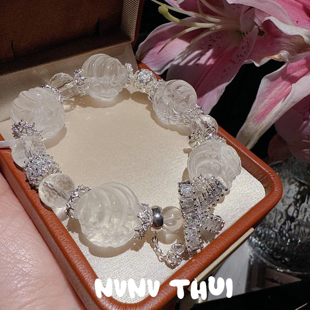 Vergulde Fulu Poeder Fritillary Kalebas Fulu Edelsteen Armband Haute Couture Sieraden Natuurlijke Witte Kristal Bloem Bal Bloem God Armband