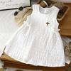 Sleeveless Infant Baby Girls Dress Summer Breathable Pure Color Cloud Cotton Princess Vest Dress
